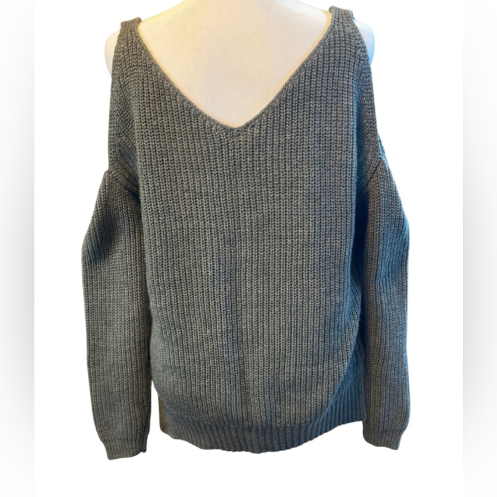 Cotton Emporium Gray Off-the-Shoulder Sweater - Picture 2 of 6